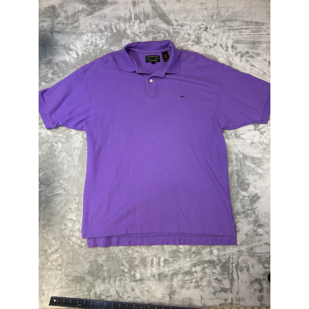 Alexander Julian Colours Mens Large Purple Cotton Pique Short Sleeve Polo Shirt